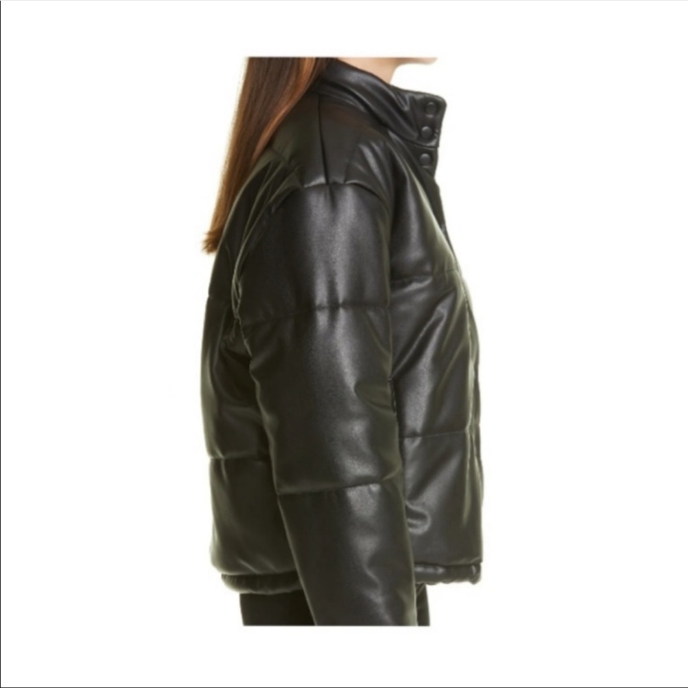 Rails oversized black faux leather puffer jacket